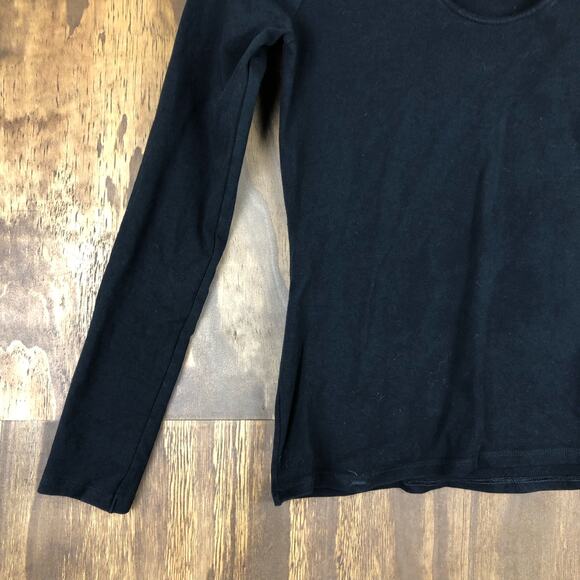 Express Womens Shirt Black Open Key Hole Chest Long Sleeve Small - Picture 3 of 10